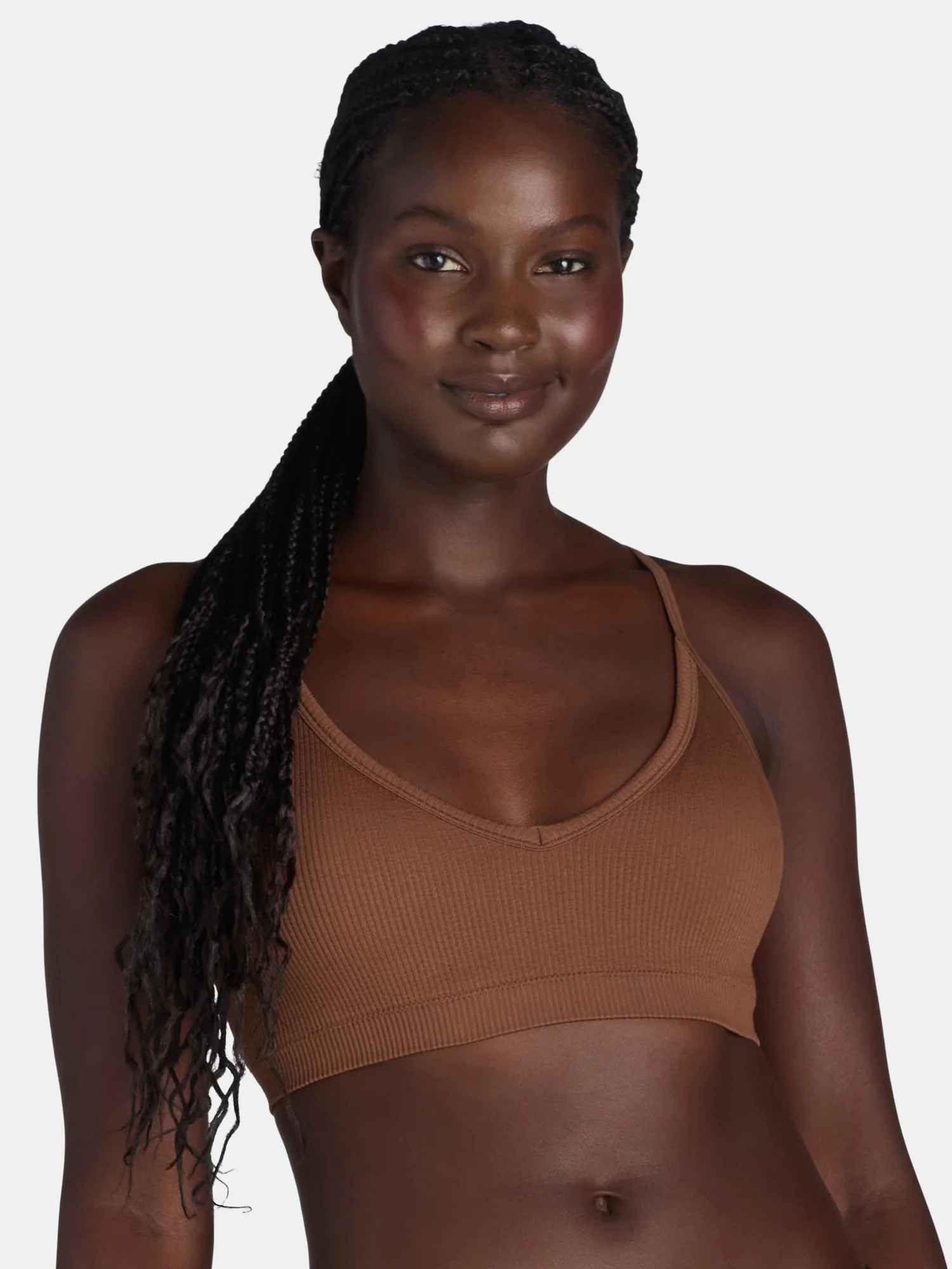 No Boundaries Seamless Ribbed Triangle Bralette, Women’s and Women’s Plus, Sizes XS-3XL | Walmart (US)