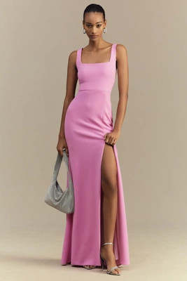 BHLDN Blake Square-Neck Stretch Crepe Maxi Dress | Anthropologie (US)