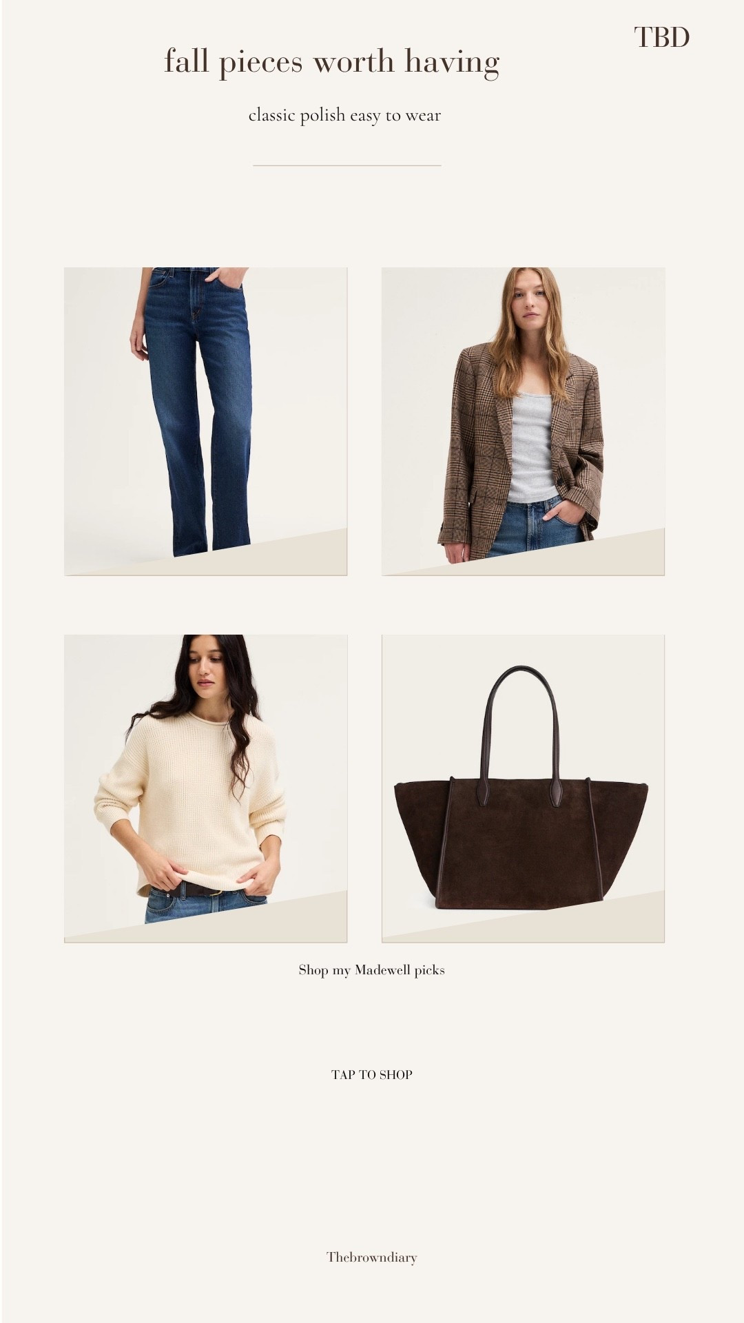 Madewell Fall Pieces Worth having i your closest. Blazer, jeans, tote, and sweater. Elevated complete outfit. Perfect for Teacher Style and Modern Mom.

#LTKootd #LTKOver40 #LTKgrwm