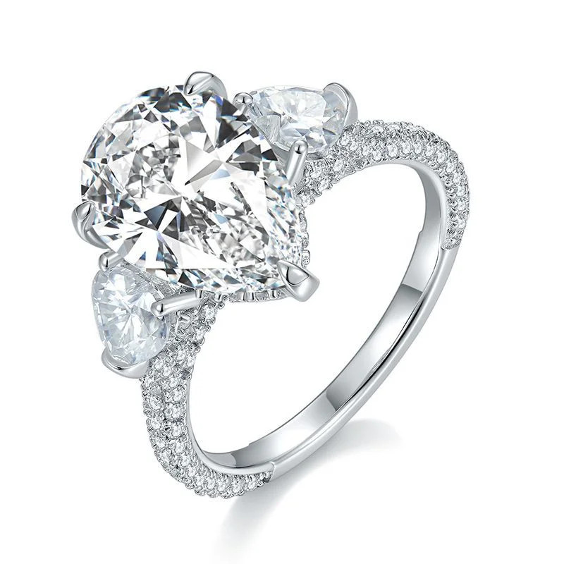 6 Carat Moissanite Wedding Ring for Women Engagement Rings for Women Diamond 18K White Gold Plate... | Walmart (US)