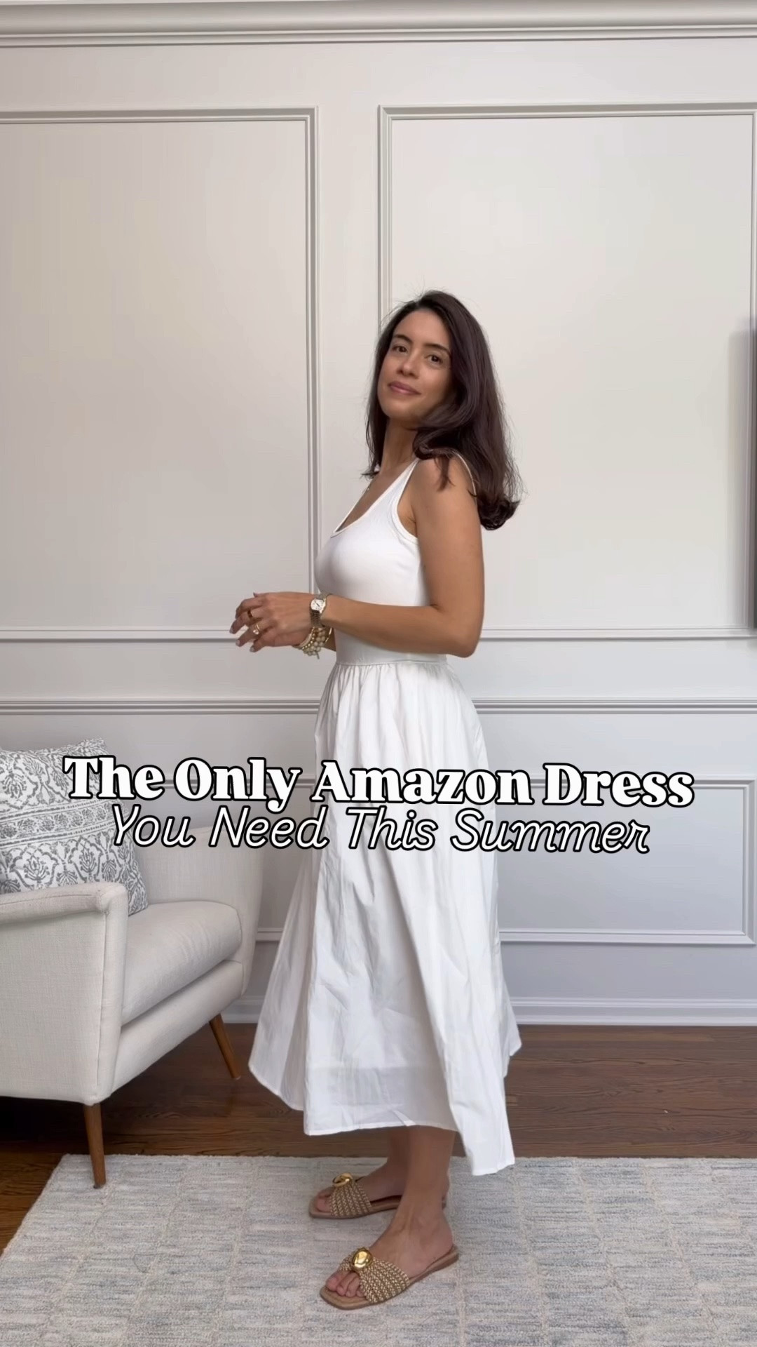 This white Amazon dress is under $50 and such a great summer find! ☀️

It's fully lined, comfortable, flattering, and so versatile for everything from vacations to everyday wear.

I'm wearing a size Small.

The scarf is from a Commense dress, but I also linked a similar Amazon option to recreate the look.