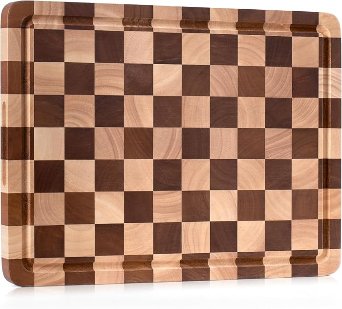 Checkered Cutting Board, Wooden Checkerboard Cutting Board for Kitchen 16 x 12 x 1", Rubber Wood ... | Amazon (US)