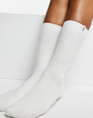 UGG rib knit slouchy crew socks in white | ASOS (Global)