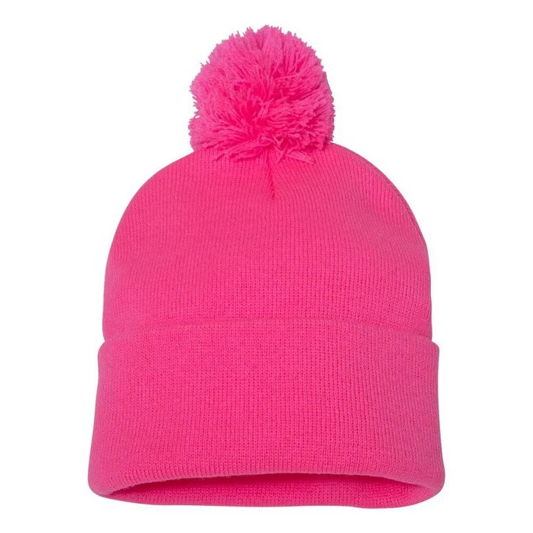 Couver Unisex 12 inch Knit Acrylic Warm Winter Beanie Hat with Pom Pom (Neon Pink) , 1 Piece | Walmart (US)
