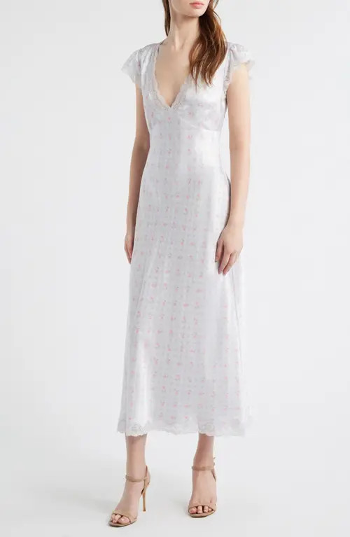 LoveShackFancy Theodore Floral Maxi Slipdress in Chapparal Blue at Nordstrom, Size 0 | Nordstrom