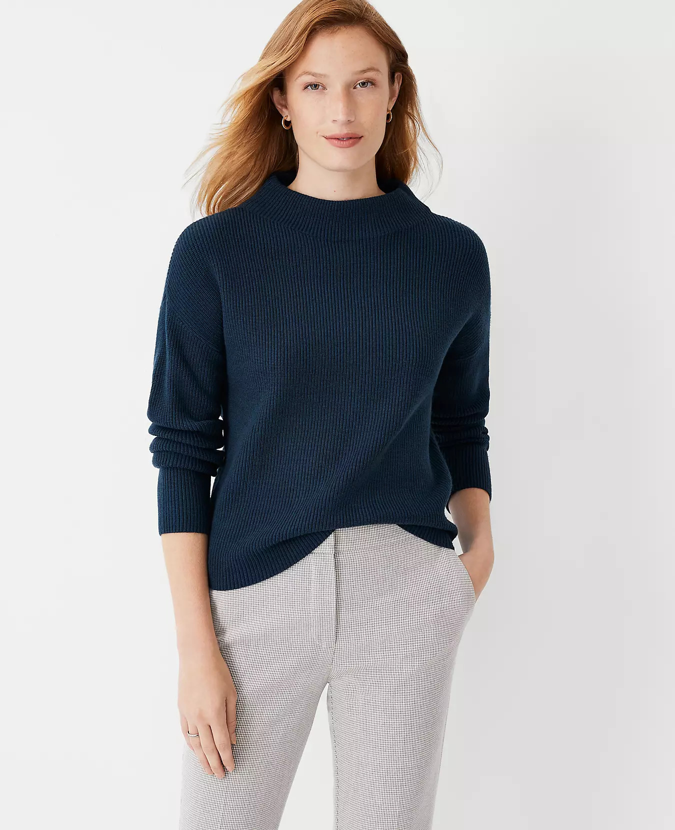 Ribbed Funnel Neck Sweater | Ann Taylor (US)