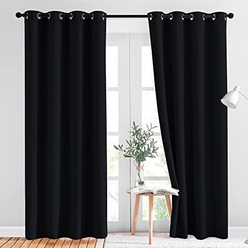 100% Blackout 340 GSM Curtains , 84 inches 2 panel sets, Heat and Full light Blocking Drapes with Gr | Amazon (US)