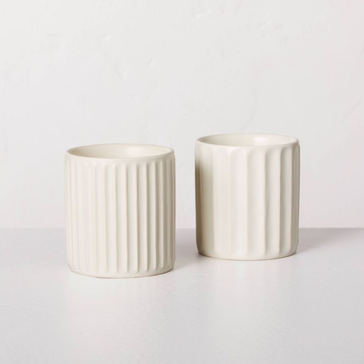 2pk Fluted Ceramic Meadow and Salt Candle Gift Set 3oz - Hearth & Hand™ with Magnolia | Target