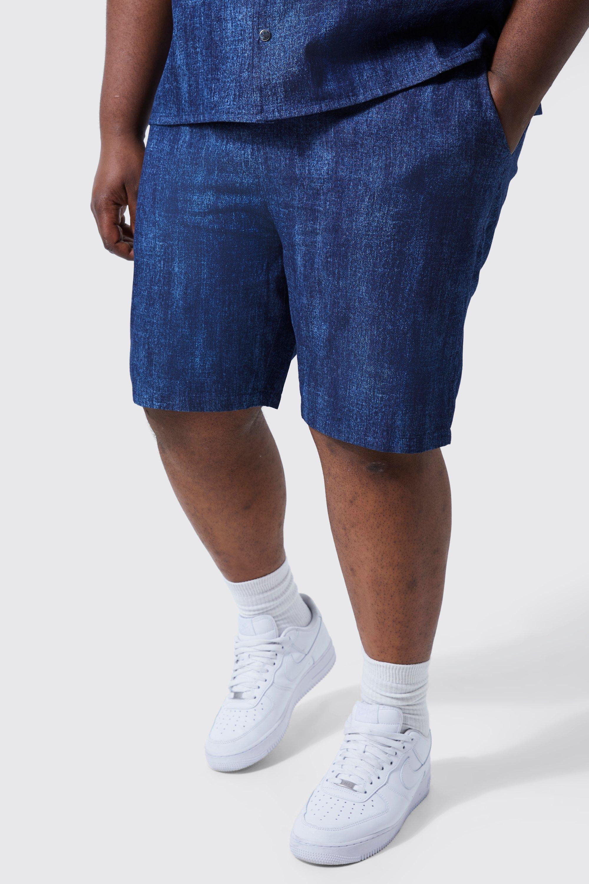 Plus Relaxed Fit Elastic Waist Denim Short | boohooMAN (DE, IE & UK)