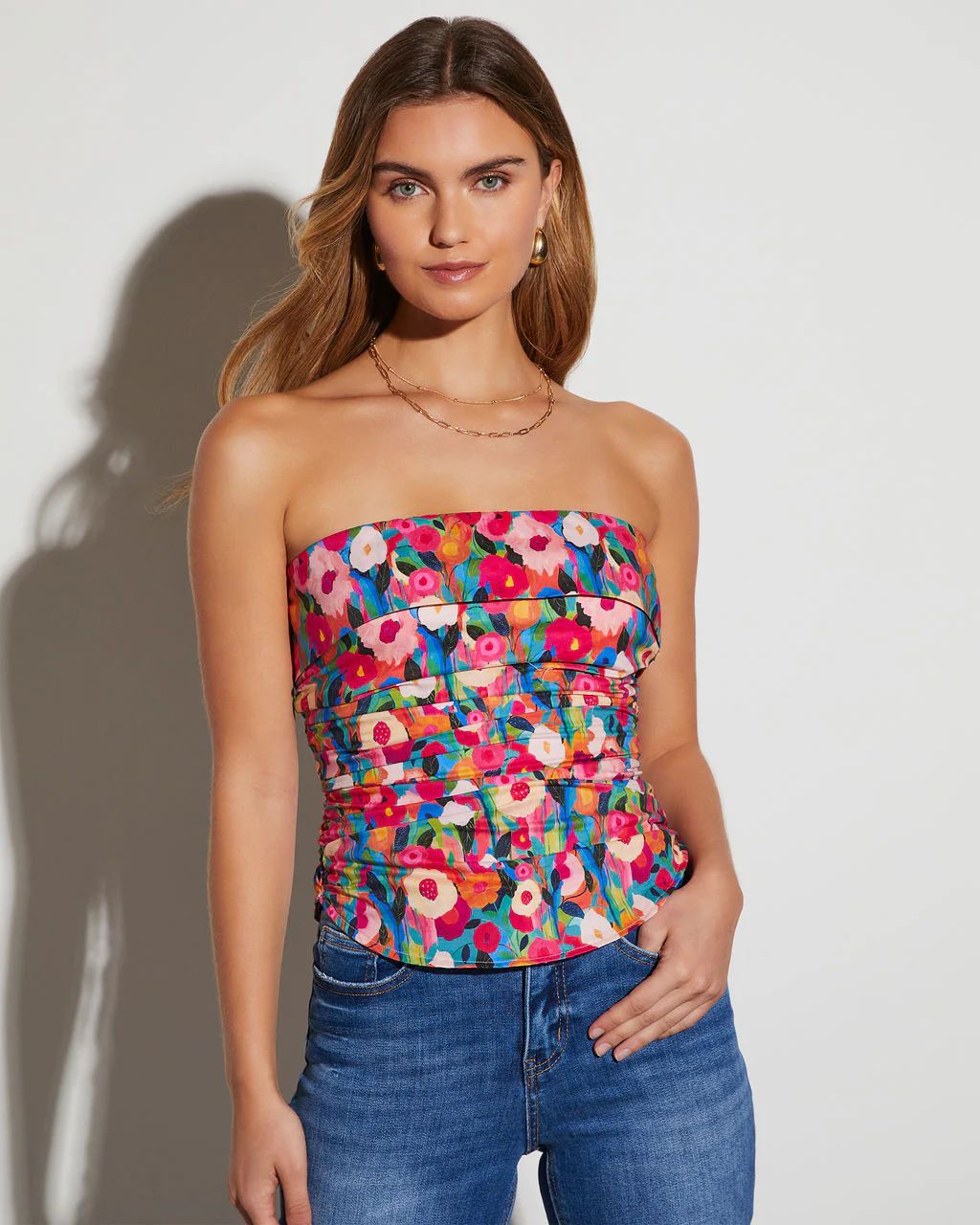 Raylin Floral Strapless Blouse | VICI Collection
