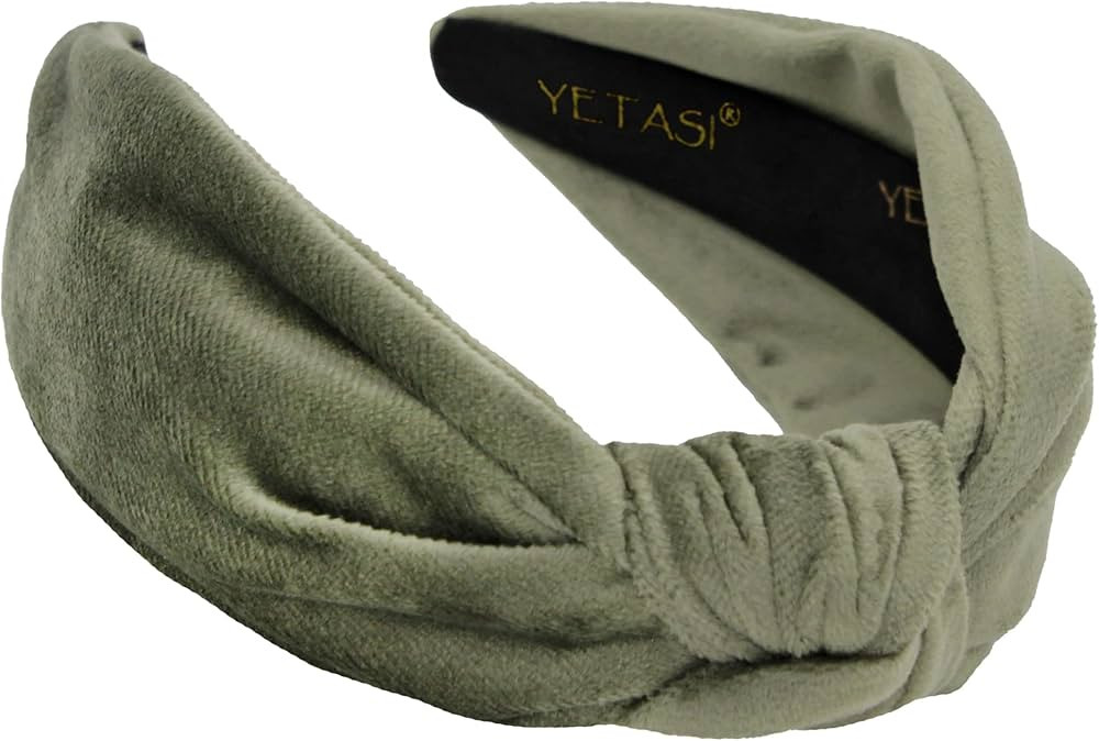 YETASI Headbands for Women Sage Green are Chic. Velvet Knotted Headband for Women are Trendy. Top Knot Headbands are Head band Made of Non Slip Material | Amazon (US)