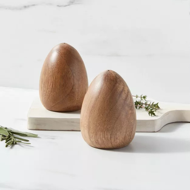 2pc Wood Egg Salt and Pepper Shaker Set - Threshold™ | Target