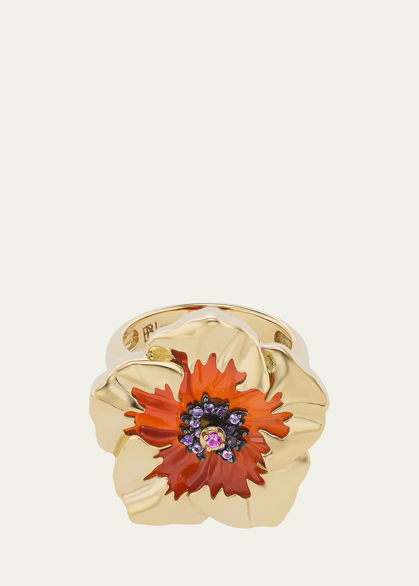Brent Neale 18K Yellow Gold Carnelian Hibiscus Ring with Sapphire and Amethyst | Bergdorf Goodman