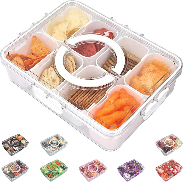 Snackle Box Container with Lid Travel Charcuterie Box with Handle Organizer for Candy, Fruit, Nut... | Amazon (US)