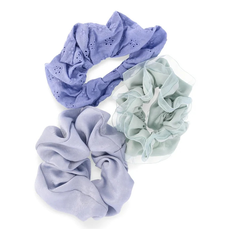 Time and Tru Hair Tie Set, 3-Pack, Blue | Walmart (US)