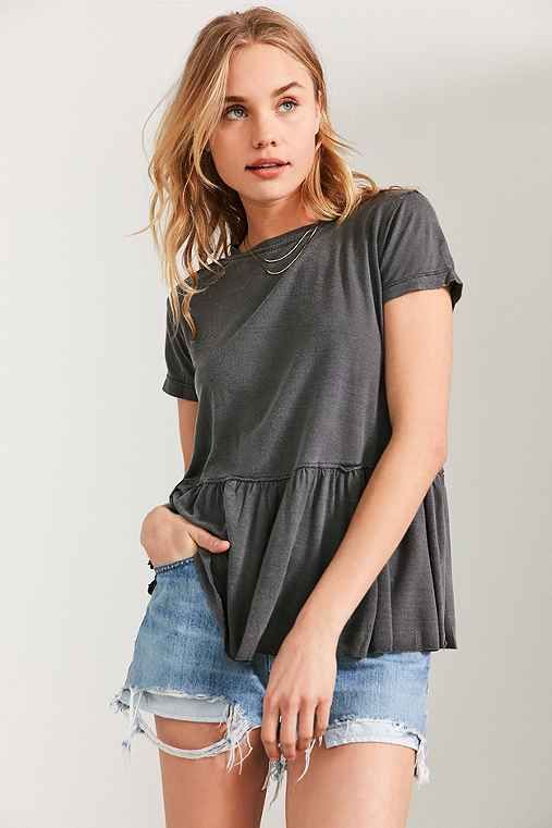 Truly Madly Deeply Dusty Road Peplum Tee Dress,BLACK,XS | Urban Outfitters US