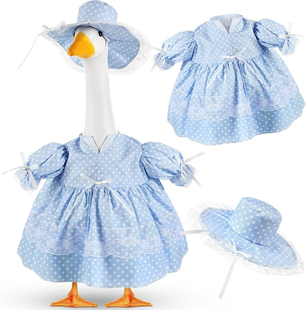 Aliceset Summer Porch Goose Outfit Clothes Polka Dots Lolita Skirt with White Daisy Hat for 23" O... | Amazon (US)