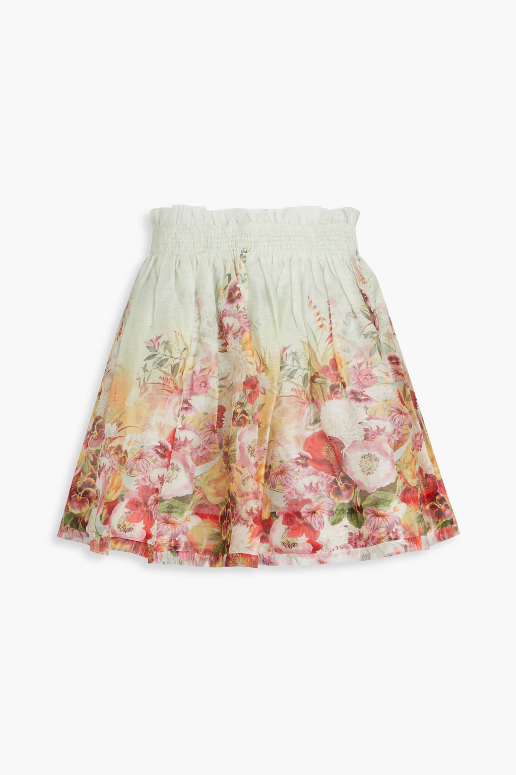 Floral-print linen and silk-blend organza mini skirt | The Outnet (US and CA)