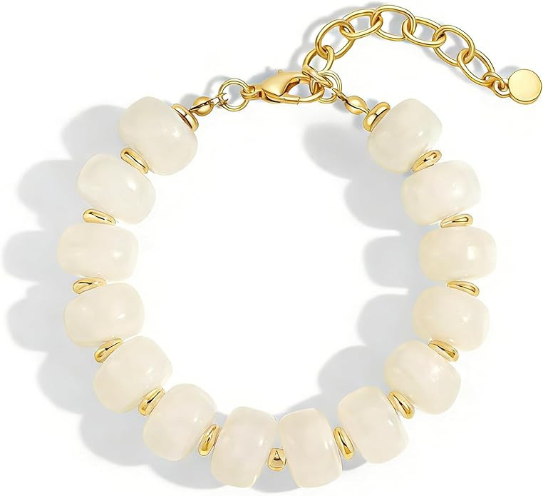 Chunky Beaded Bracelets for Women Boho Multicolor Acrylic Resin Beads Bracelet Adjustable Stateme... | Amazon (US)