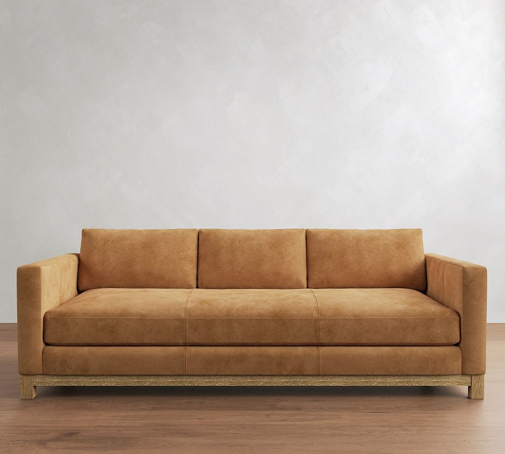 Jake Leather Seadrift Wood Base Sofa (63"–120") | Pottery Barn (US)