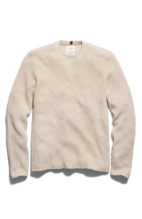 Billy Reid Martin Mini Waffle Crewneck Cotton & Cashmere Sweater in Oatmeal Heather at Nordstrom, Size Large | Nordstrom