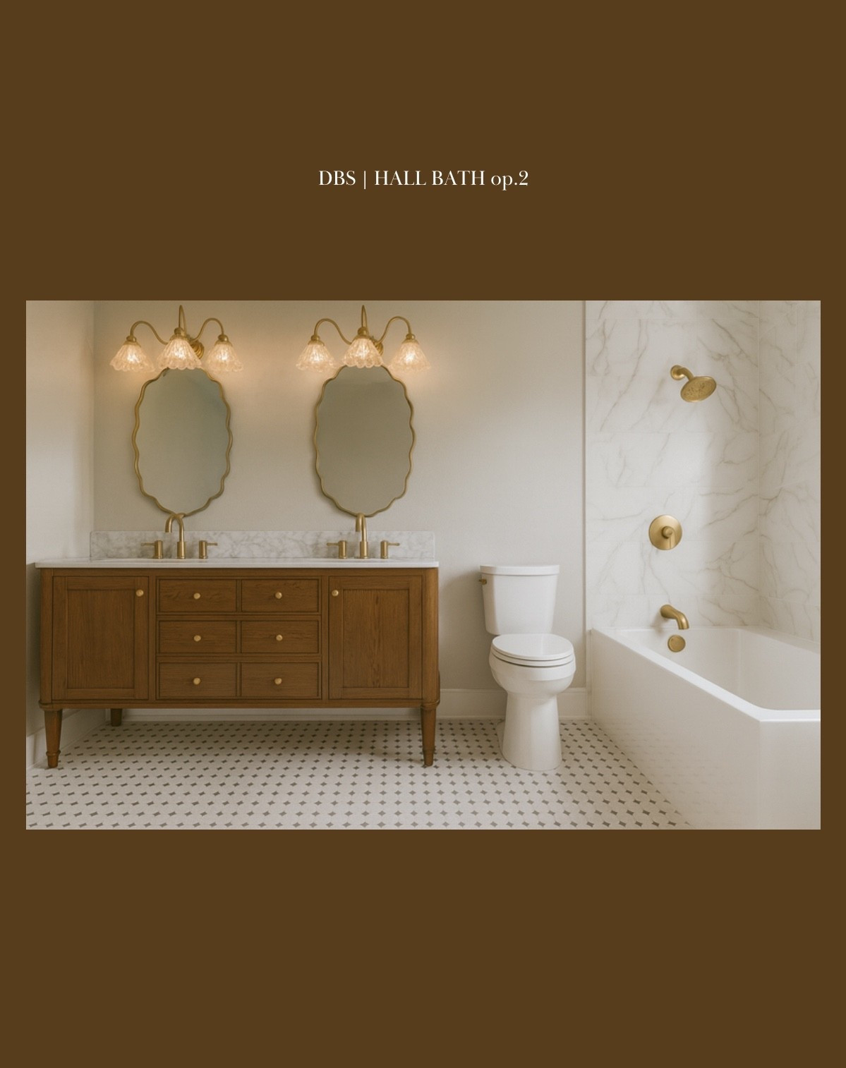 Harmony project Hall Bath 🤎

Timeless design, walnut accent wood tones, bathroom design 

#LTKHome