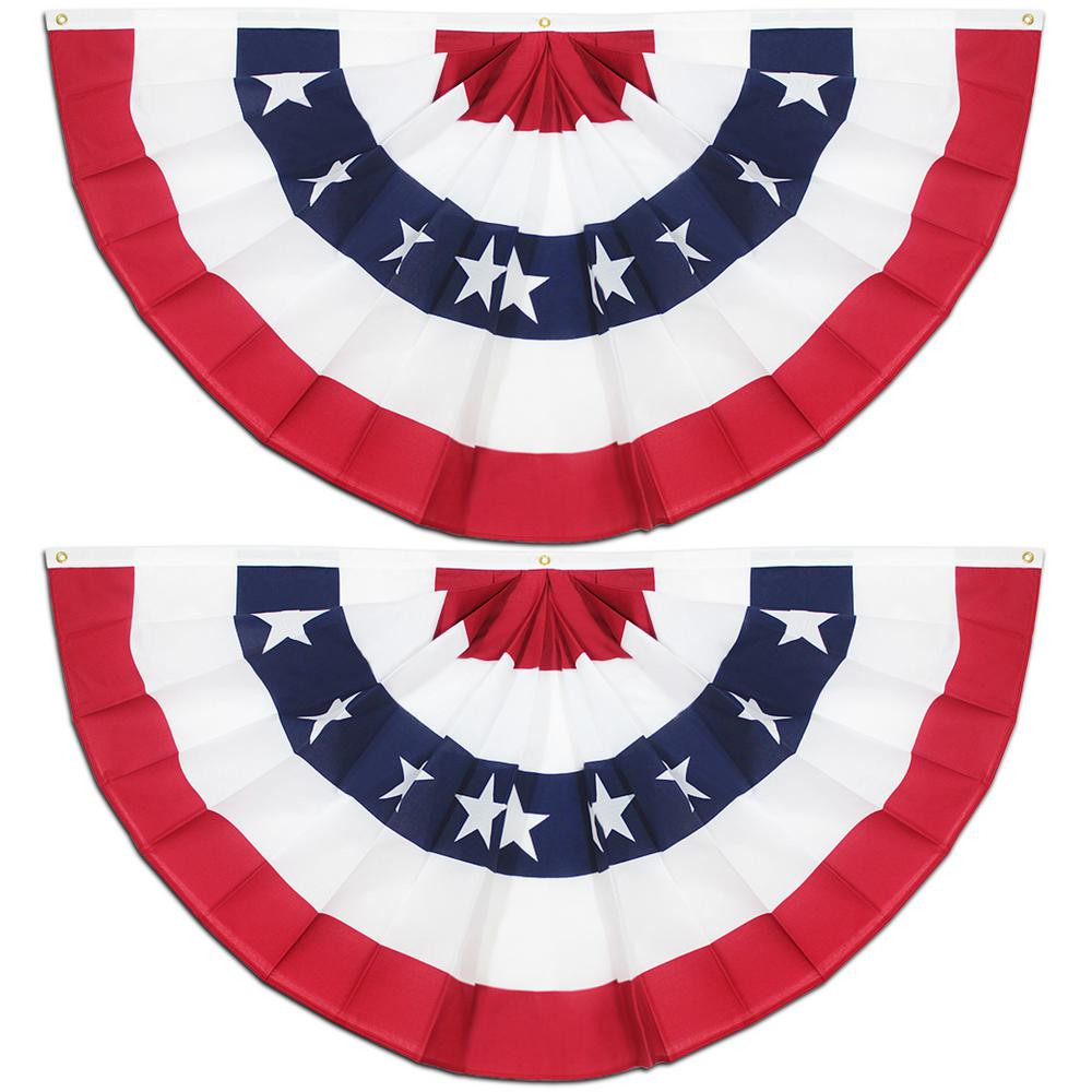 ANLEY 6 ft. x 3 ft. USA Pleated Half Fan Flag - American US Bunting Flags -Half Fan Banner (2-Pack) | The Home Depot