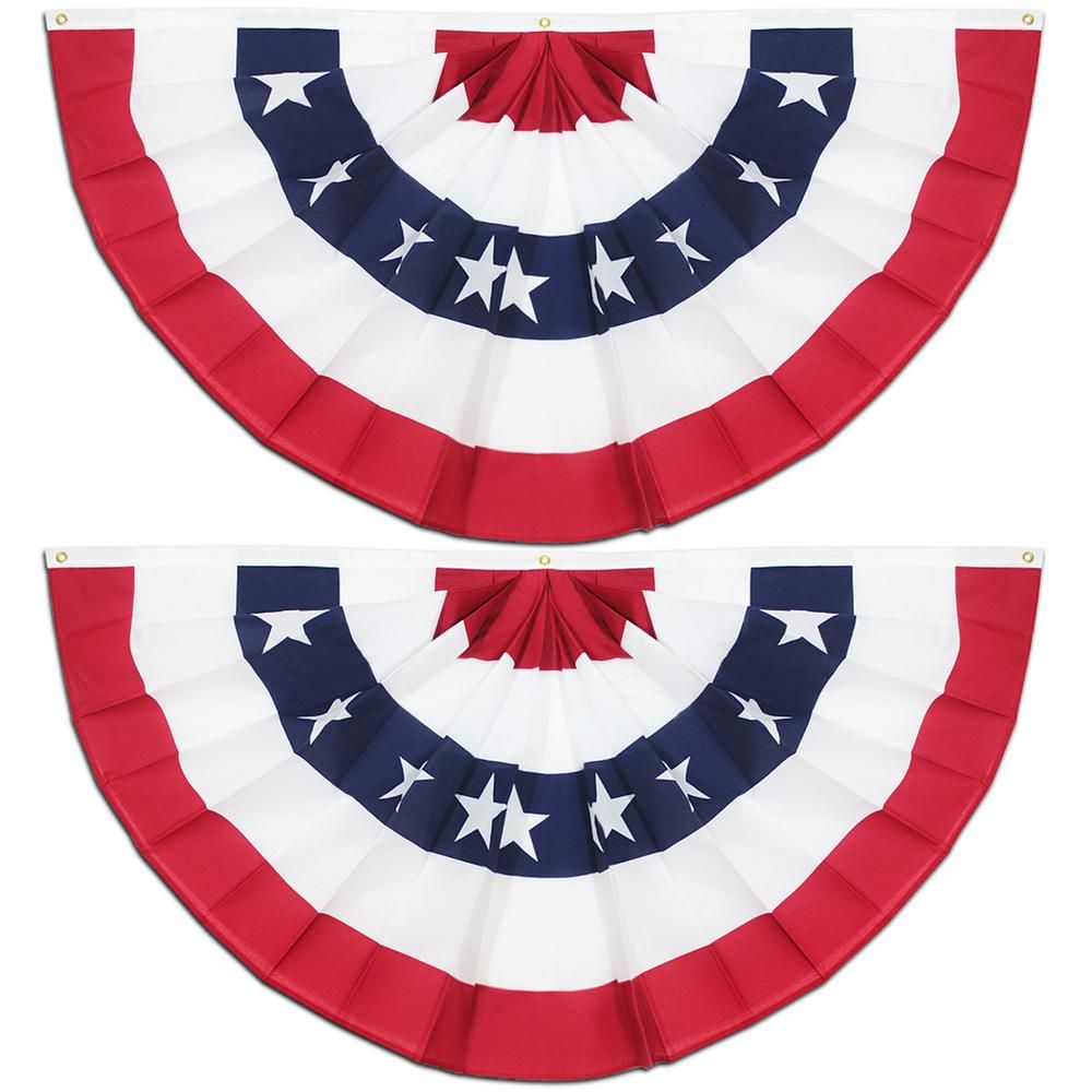 ANLEY 6 ft. x 3 ft. USA Pleated Half Fan Flag - American US Bunting Flags -Half Fan Banner (2-Pack) | The Home Depot