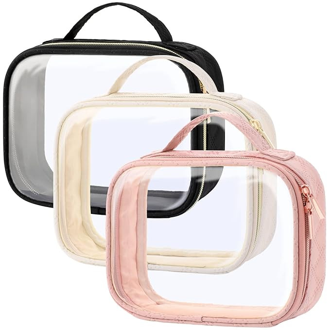 PACKISM TSA Approved Toiletry Bag, 3 Pack Clear Makeup Bags with Handle Large Opening, Clear Toil... | Amazon (US)