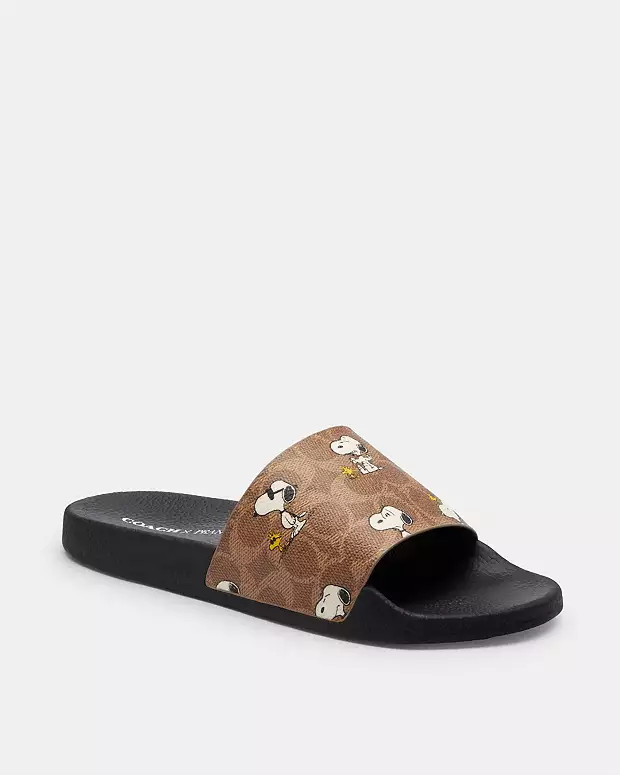 Coach X Peanuts Udele Sport Slide In Signature Canvas With Snoopy Print | Coach Outlet US