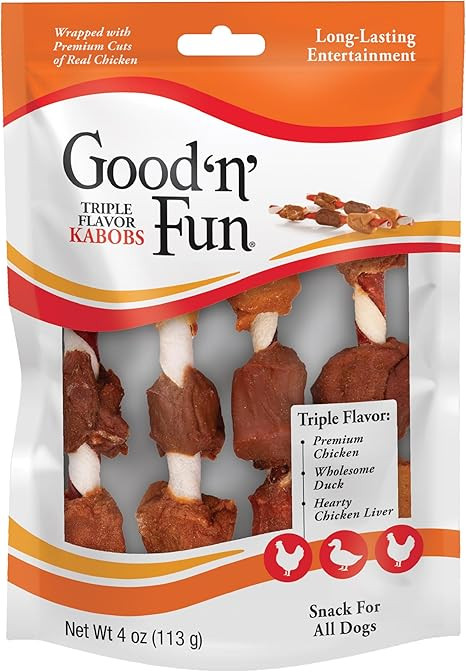 Good'n'Fun Triple Flavor Kabobs 4 Ounces, Snack for All Dogs | Amazon (US)