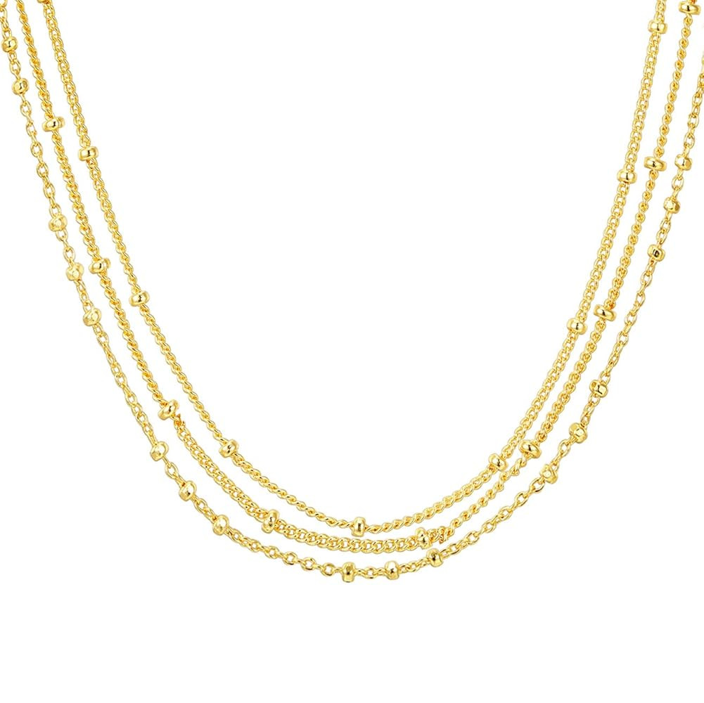 PAVOI 14K Gold Plated Dainty Layering Necklaces for Women | Snake Chain, Curb Link, Paperclip Lay... | Amazon (US)