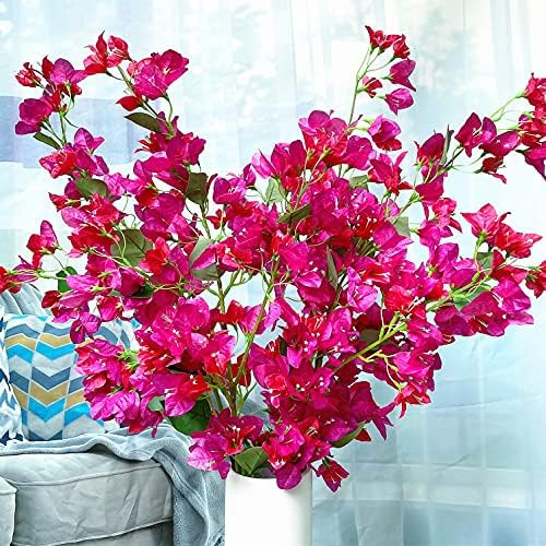 Artificial Flowers Silk Bougainvillea Branches Faux Artificial Bougainvillea Floral Stems Long Plant | Amazon (US)