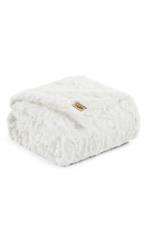 UGG(r) Adalee Faux Fur Throw Blanket in Natural at Nordstrom | Nordstrom