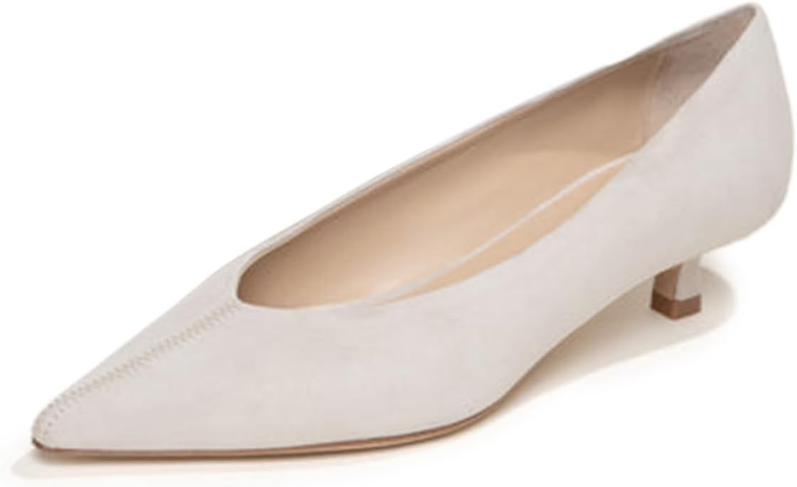 Milooey shoes Women's Pointed Toe Pumps Slip On Kitten Heels Comfy Daily Casual Shoes for Party D... | Amazon (US)