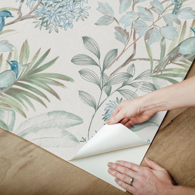 Handpainted Songbird Peel & Stick Floral Roll | Wayfair North America