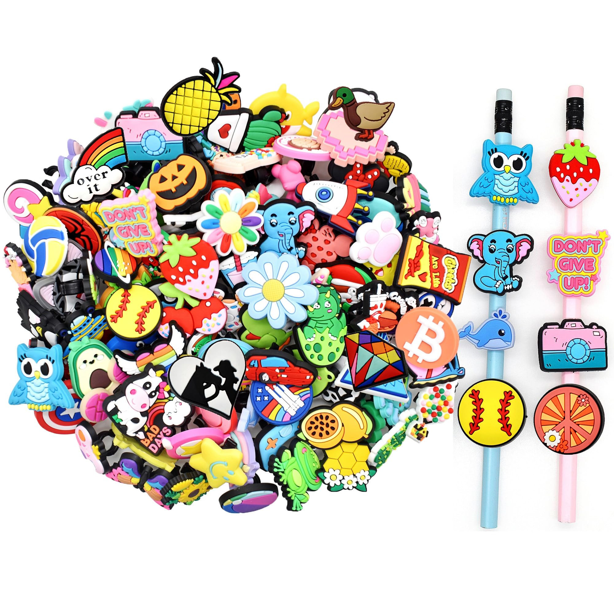 Papacharms Lot Random Different Decorative Pencil Toppers 105Pack Cute Cool Pencil Charms Clips B... | Amazon (US)