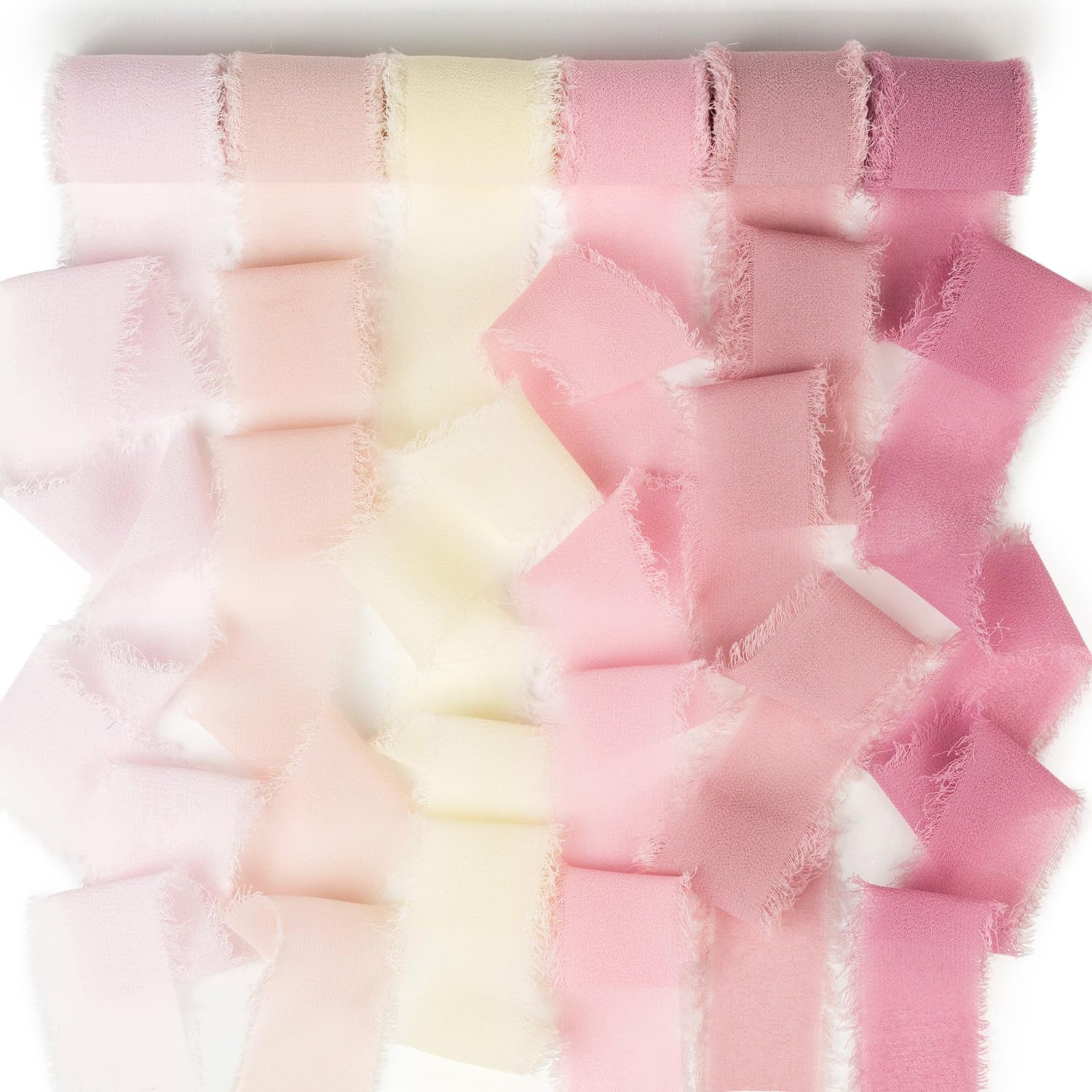Pink Chiffon Ribbon 1 Inch x 3Yds Pastel Pink/Peach/Cream/Blushing Rose/Dusty Rose/Rosy Mauve Han... | Amazon (US)