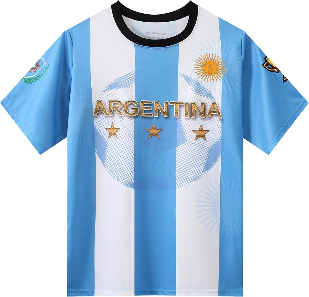 Argentina Flag Sports Soccer Men's Short-Sleeve Top T-Shirt Jersey | Amazon (US)