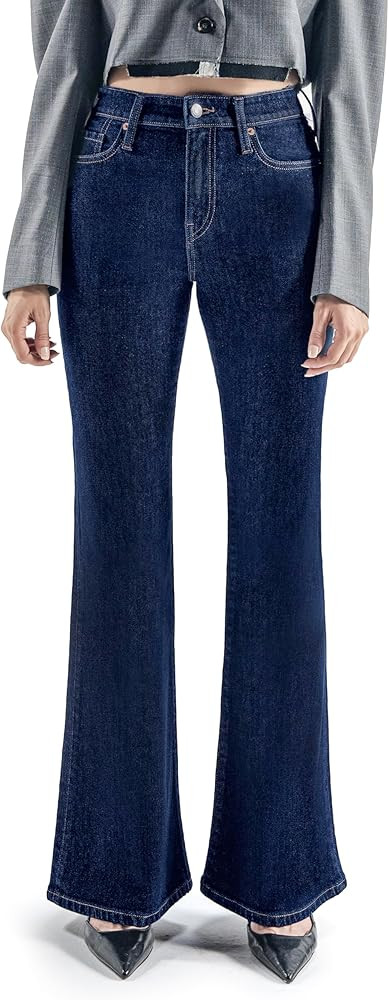 Flare Jeans for Women - Mid Waisted Fly Denim Bell Bottom Pants - Premium Women Flare Jeans | Amazon (US)
