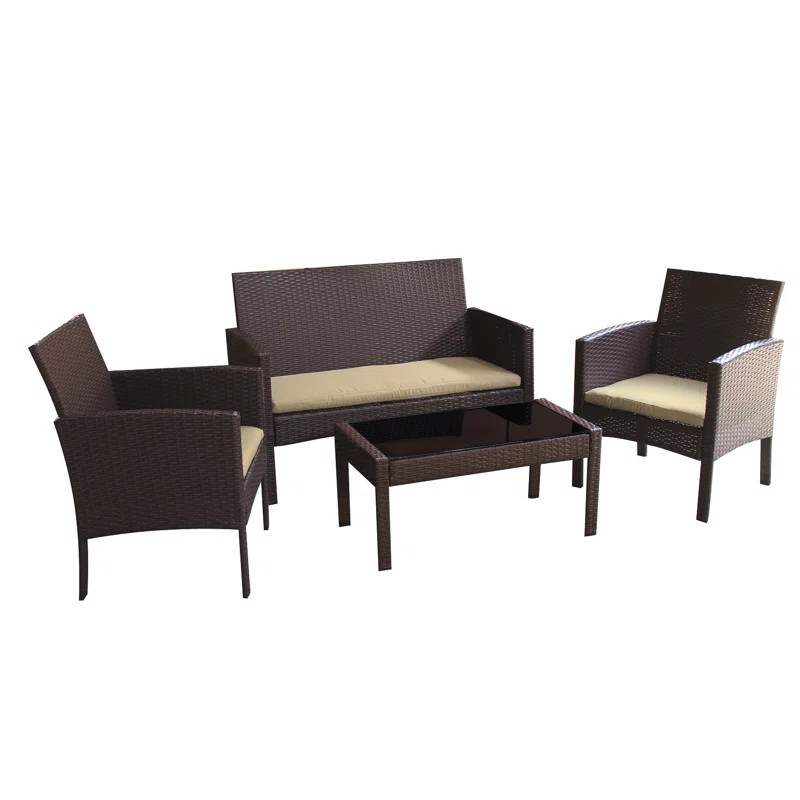 Tessio 4 Piece Rattan Sofa Seating Group with Cushions | Wayfair North America