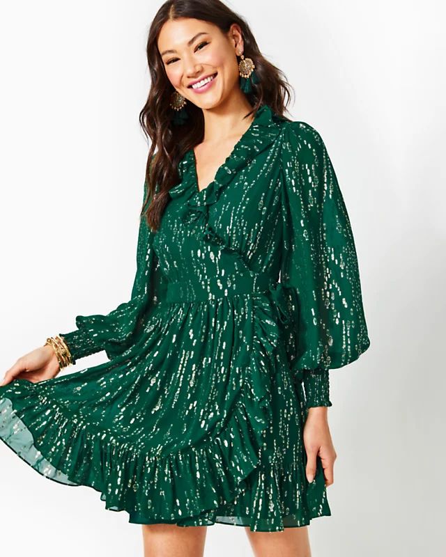 Birdy Long Sleeve Silk Wrap Dress | Lilly Pulitzer