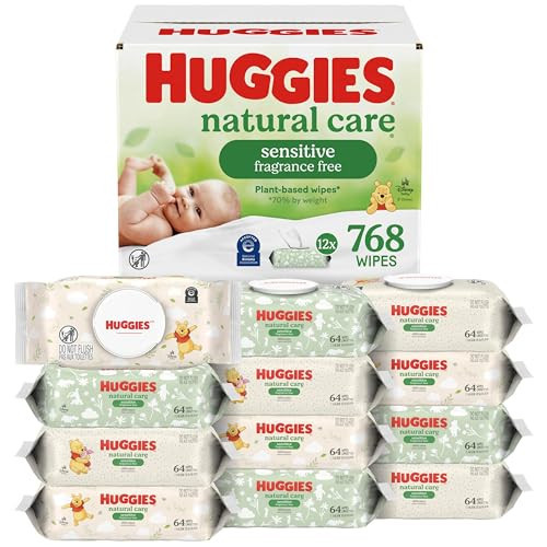 Huggies Natural Care Sensitive Baby Wipes, Unscented, Hypoallergenic, 99% Purified Water, 12 Flip-Top Packs (768 Wipes Total), Packaging May Vary | Amazon (US)