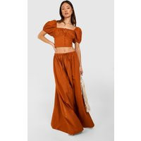 Womens Tall Poplin Maxi Skirt - Brown - 4 | boohoo (US & Canada)
