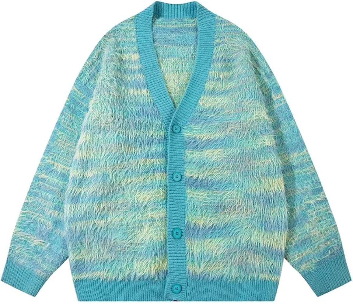 Men and Women Colorful Striped Cardigan Sweater Long Sleeve V Neck Jumper Button Front Cardigans | Amazon (US)