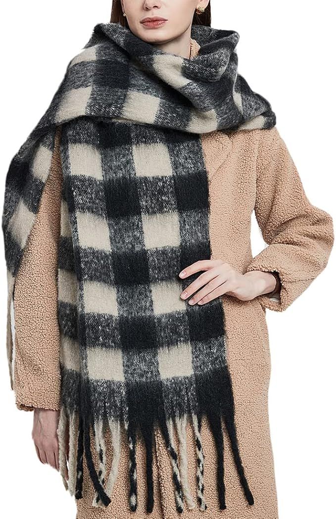 Big Chunky Plaid Scarf Colorful Checked Oversized Thick Scarves Soft Large Cashmere Wool Shawl Wi... | Amazon (US)