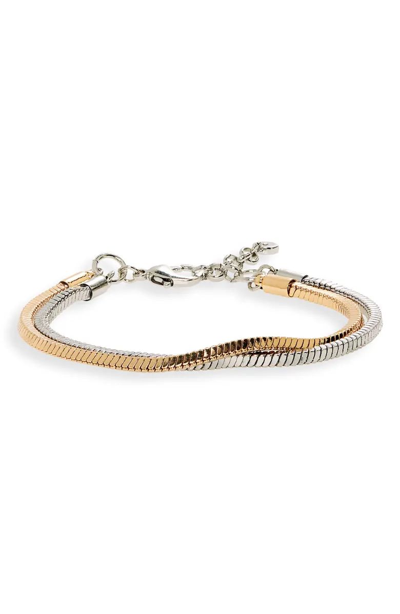 Two-Tone Herringbone Chain Bracelet | Nordstrom