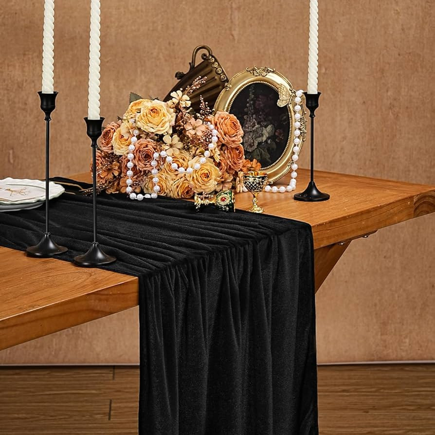 Black Velvet Table Runner 20 x 120 Inches Luxurious Cotton Christmas Thanksgiving Wedding Runner ... | Amazon (US)