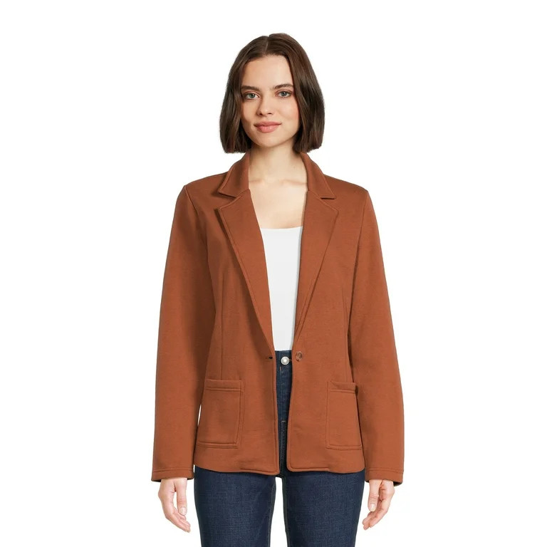 Time and Tru Women's French Terry Cloth Blazer, Sizes XS-XXXL - Walmart.com | Walmart (US)