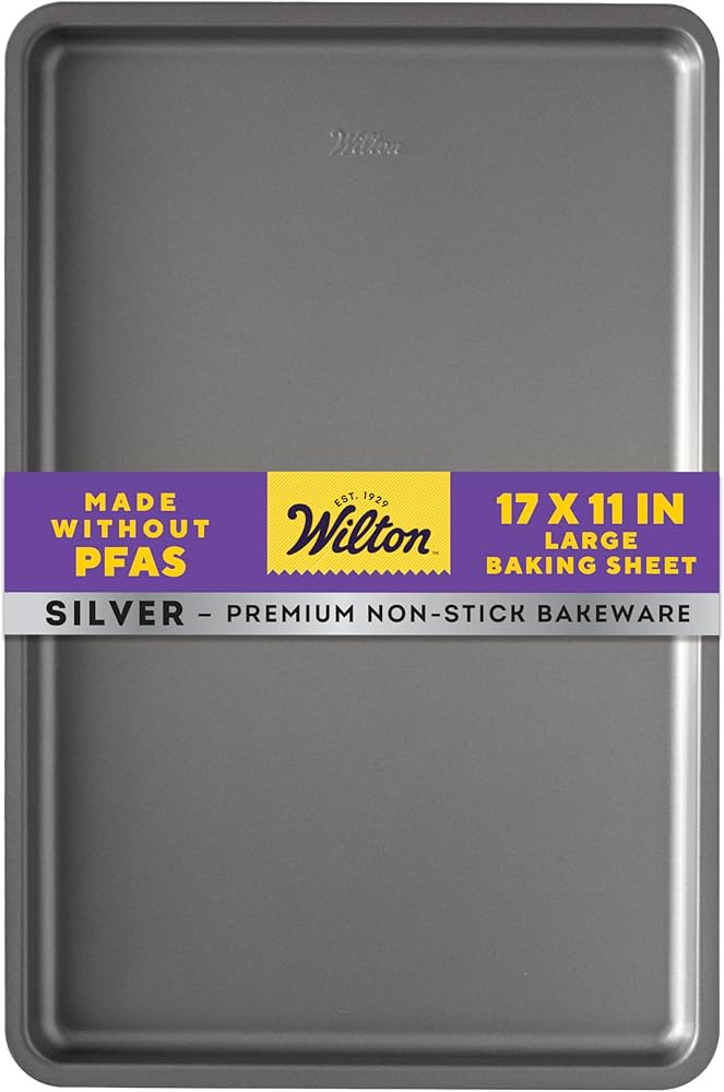 Wilton Silver Non Stick Large Baking Sheet, Cookie and Roasting Pan for Sheet Pan Meals, Made wit... | Amazon (US)